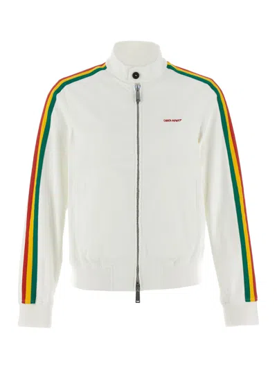 Dsquared2 White Stripes Bomber Jacket In White