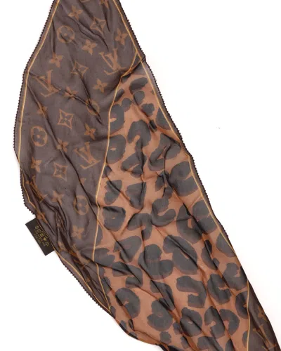 Louis Vuitton Monogram Leopard Rectangular Silk Scarf In Multi