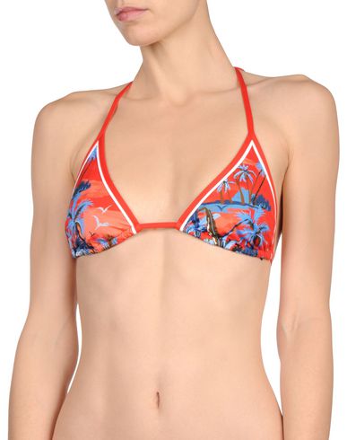 Dsquared2 Palm Tree Print Bikini Top In Red Modesens