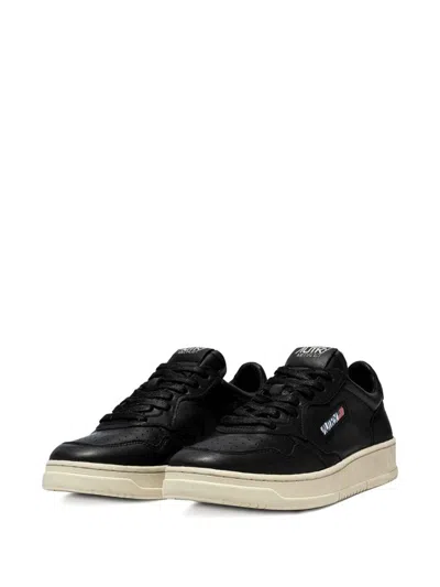 Autry Low-top Sneakers With Goat Leather Upper In Black