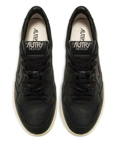 Autry Low-top Sneakers With Goat Leather Upper In Black