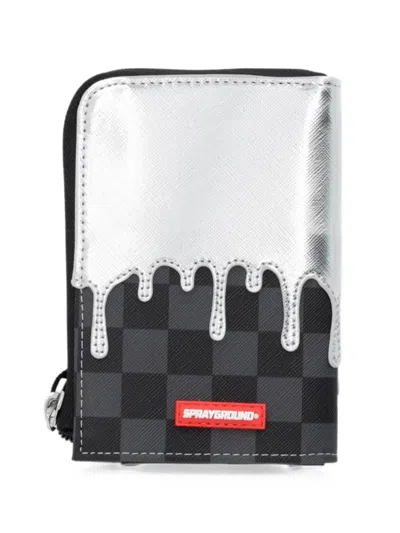 Sprayground Shark Check-pattern Wallet In Black
