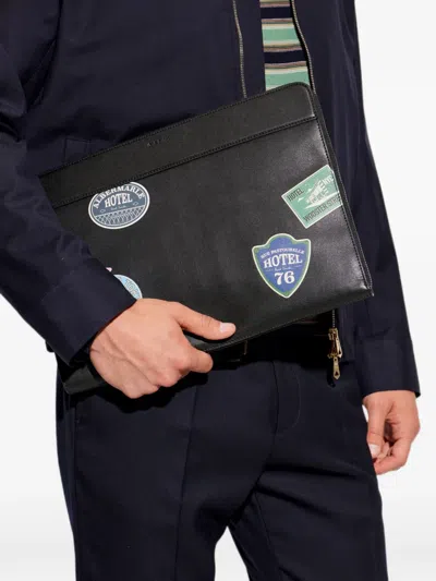 Paul Smith Hotel-patch Leather Document Case In Blue