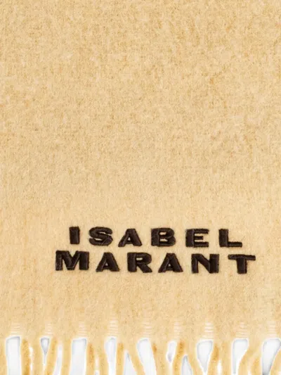 Isabel Marant Firny Fringed Embroidered Alpaca-blend Scarf In Neutral