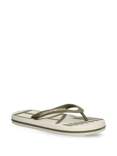 Ea7 Logo-lettering Flip-flops In Neutral