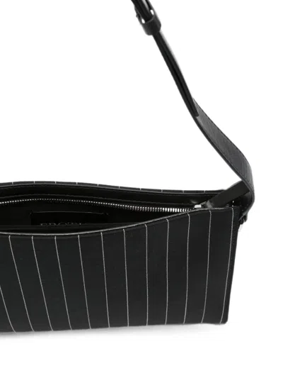 Dondup Pinstripe-pattern Ring-handle Clutch Bag In Black