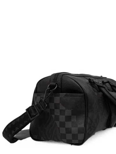 Sprayground Check-pattern Logo-patch Holdall In Black