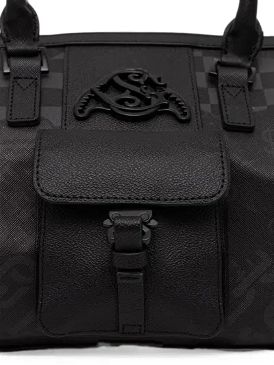 Sprayground Check-pattern Logo-patch Holdall In Black