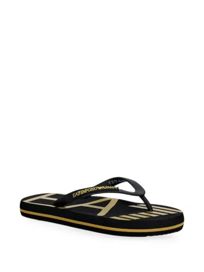 Ea7 Logo-print Flip-flops In Black
