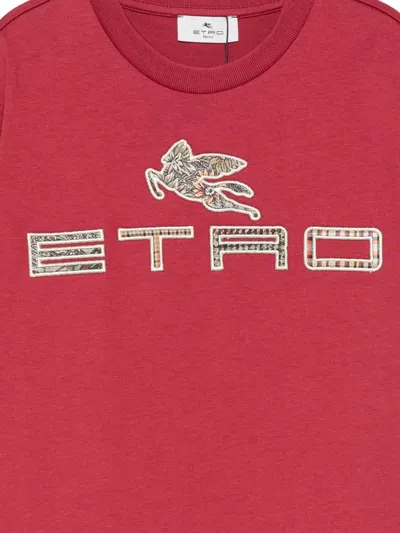 Etro Pegasus Logo-patch T-shirt In Red