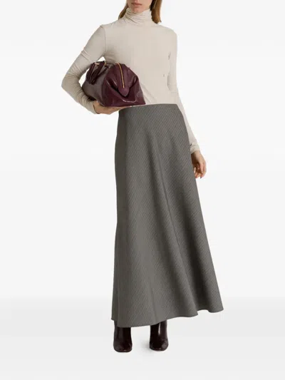 Alberta Ferretti Diagonal-pattern Maxi Skirt In Gray
