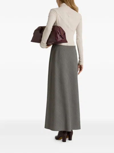 Alberta Ferretti Diagonal-pattern Maxi Skirt In Gray