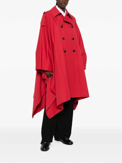 Rohe Double-breasted Asymmetric-hem Coat In Red