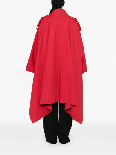 Rohe Double-breasted Asymmetric-hem Coat In Red