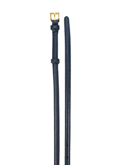 Prada Thin Leather Belt In Blue