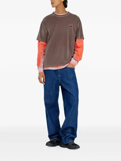 Diesel Chenille T-shirt With Shield Patch In Brown