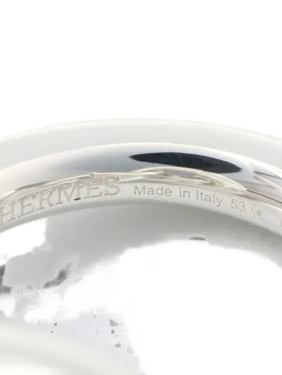 Pre-owned Hermes 2010s Gm Croisette Ring In Silver