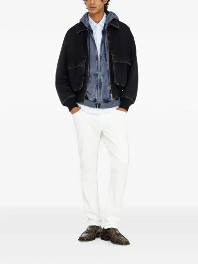 Diesel White Slim Solid Jeans In White
