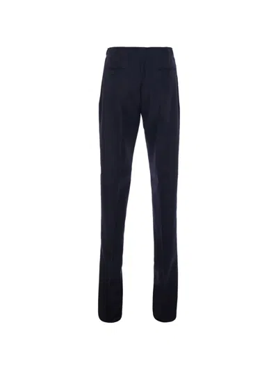 Givenchy Pinstripe-pattern Logo-buckle Trousers In Blue
