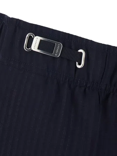Givenchy Pinstripe-pattern Logo-buckle Trousers In Blue