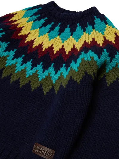 Dsquared2 Jacquard-pattern Sweater In Blue