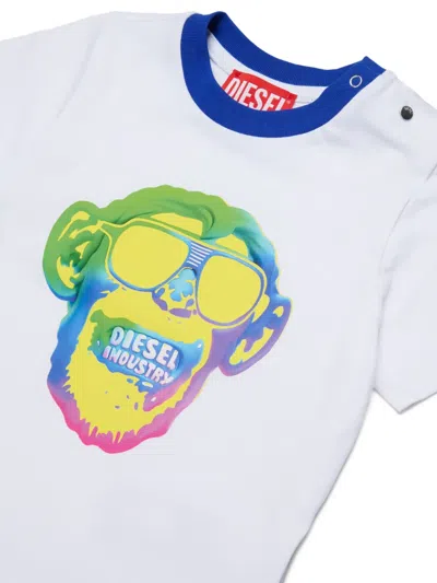 Diesel Graphic-print Press-stud T-shirt In White
