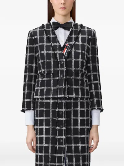 Thom Browne Patterned Blazer In Black