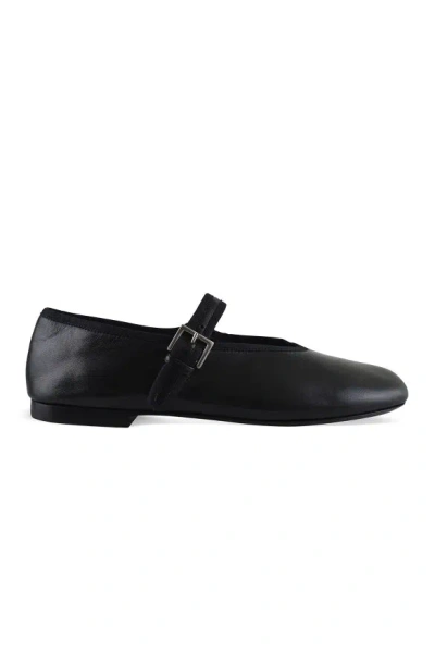 The Row Boheme Mary Jane Ballet Flats In Black Lambskin Leather In Black