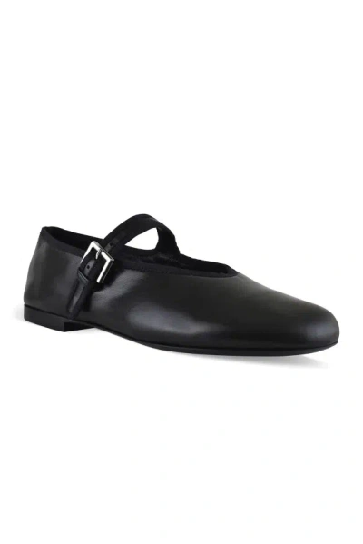 The Row Boheme Mary Jane Ballet Flats In Black Lambskin Leather In Black