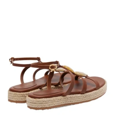 Gianvito Rossi Gem-embellished Leather Espadrille Sandals In Brown