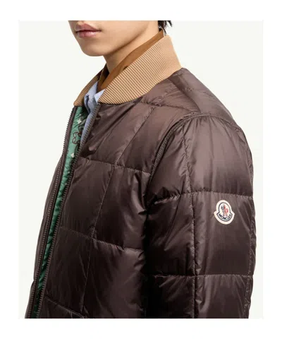 Moncler Printed Polyester Reversible Chalvron Down Jacket In Green
