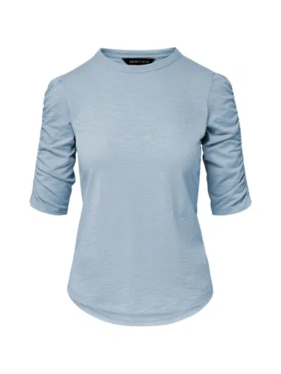 Veronica Beard Waldorf Ruched-sleeve T-shirt In Blue