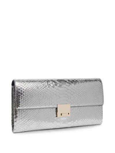 Tom Ford Python-effect Push-lock Clutch Bag In Silver