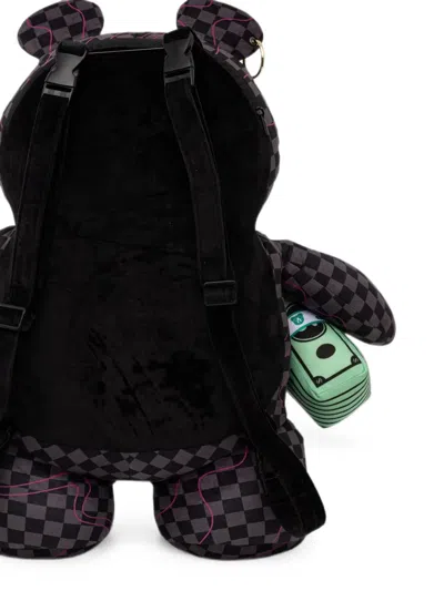 Sprayground Checkered Teddy-bear Backpack In Purple