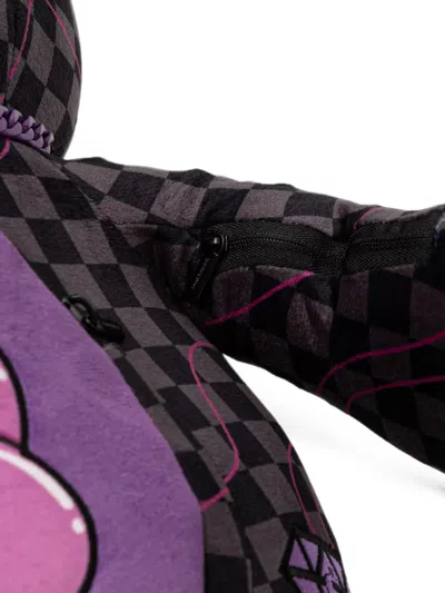 Sprayground Checkered Teddy-bear Backpack In Purple