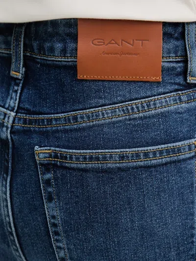 Gant Logo-patch Flared Jeans In Blue
