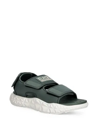 Ea7 Touch-strap Sandals In Gray