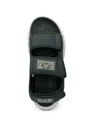 Ea7 Touch-strap Sandals In Gray