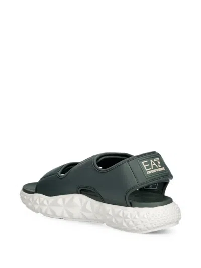 Ea7 Touch-strap Sandals In Gray