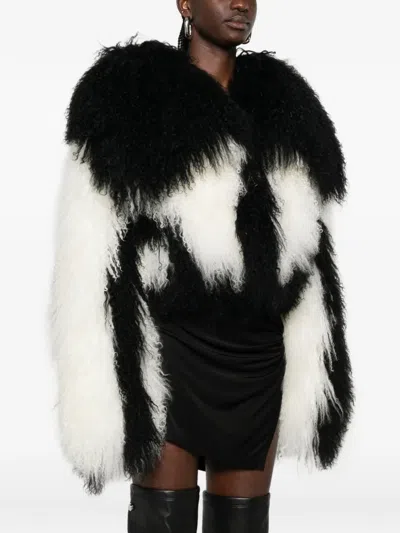 Attico Patterned Shearling Jacket In Multi