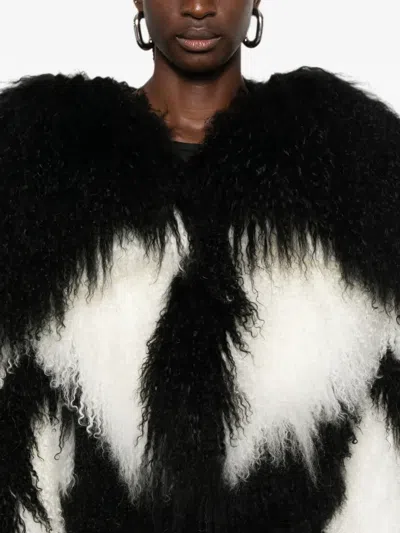 Attico Patterned Shearling Jacket In Multi