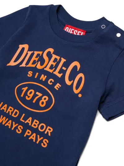 Diesel Logo-print Press-stud T-shirt In Blue