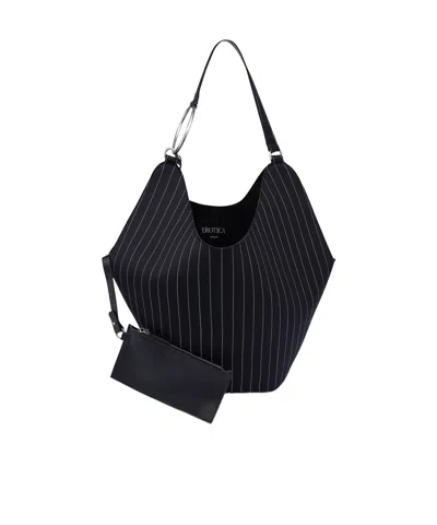 Dondup Large Pinstripe-pattern Shoulder Bag In Black