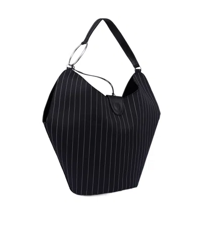 Dondup Large Pinstripe-pattern Shoulder Bag In Black