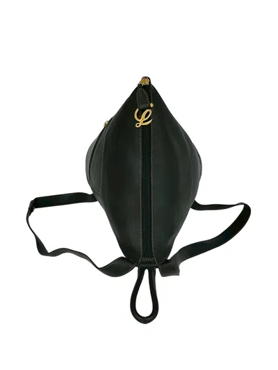 Pre-owned Loewe 2000-2026 Leather Anton Backpack In Black