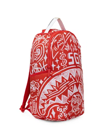 Sprayground Graffiti-print Shark Backpack In Red