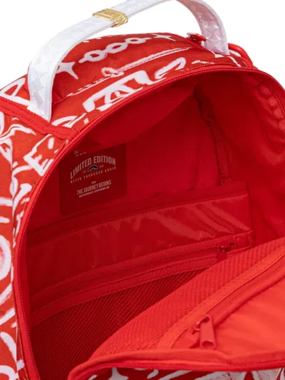 Sprayground Graffiti-print Shark Backpack In Red