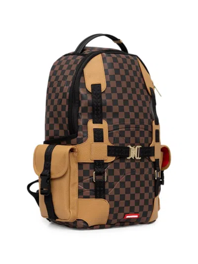 Sprayground Check-pattern Buckle-detail Backpack In Brown
