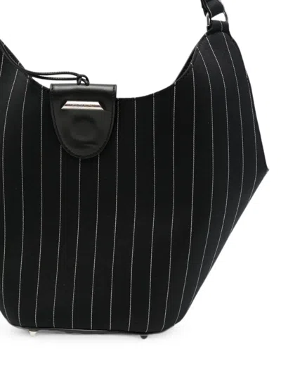 Dondup Pinstripe-pattern Ring-handle Tote Bag In Black