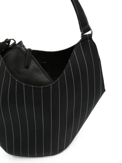 Dondup Pinstripe-pattern Ring-handle Tote Bag In Black